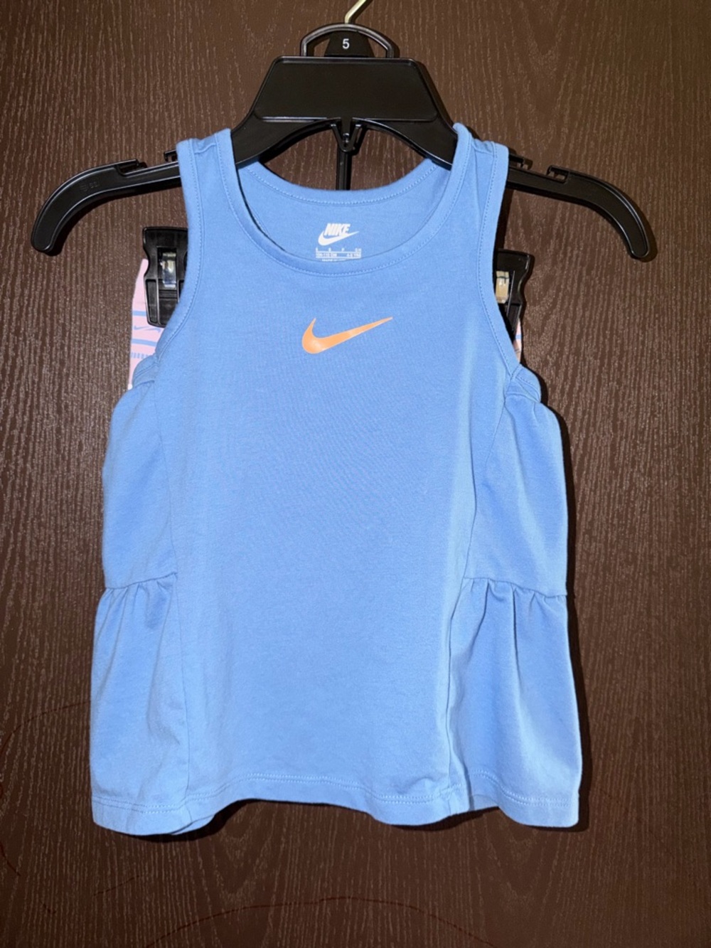Nike Girls' Light Pink Athletic Tank with Blue Trim